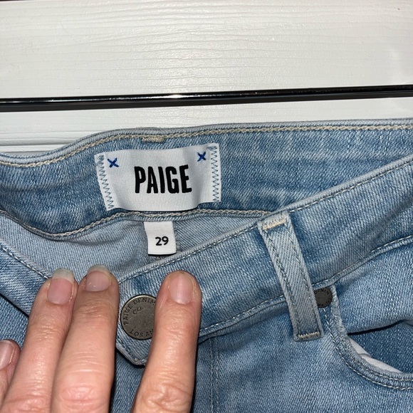 PAIGE Light Blue Straight Leg Distressed Jeans Size 29 - Picture 2 of 4